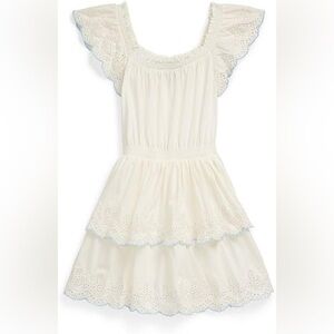 Polo Ralph Lauren NWT- Big Girls Eyelet Tiered Dress (L) White